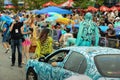 Andy Golub and his models march in the 35th Annual Mermaid Parade at Coney Island