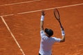 Andy Murray hitting smash at the practice. Madrid Open 2017.