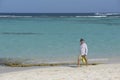 Walking on a sandy beach, Anegada, BVI Royalty Free Stock Photo