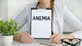 ANEMIA blood for test , Medical Concept , Diagnosis Iron deficiency doctor hand working Professional , aplastic anemia