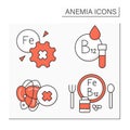 Anemia color icons set