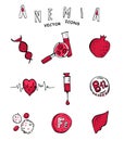 Anemia doodle icons