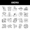 Anemia line icons set. Isolated vector element.