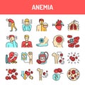 Anemia line icons set. Isolated vector element.