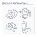 Anemia line icons set