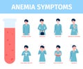 Anemia symptoms. Woman has health problems and blood disease. Headache and loss appetite, pale skin and dizziness Royalty Free Stock Photo