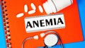 Anemia. Text inscription on the form in the medical folder. Royalty Free Stock Photo