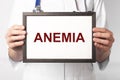 Anemia word on paper frame in doctor hand