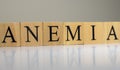 ANEMIA word on wood frame. Close up. Royalty Free Stock Photo