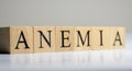 ANEMIA word on wood frame. Close up. Royalty Free Stock Photo