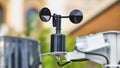 Anemometer measuring wind speed at weather station Royalty Free Stock Photo