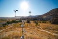 Anemometer in Meteorological weather station with blue sky and mountains background. meteorological equipment. Turkey Cappadocia Royalty Free Stock Photo