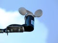 anemometer wind speed indicator measuring device. blue sky and white cloud. Royalty Free Stock Photo
