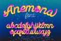 Anemona color 3D alphabet vector pipe font