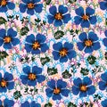 Anemone blue flower horizontal seamless pattern