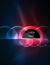 ANeon glowing glass transparent circles, background