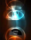 ANeon glowing glass transparent circles, background