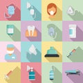 Anesthesia icons set, flat style