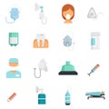 Anesthesia icons set flat vector isolated Royalty Free Stock Photo