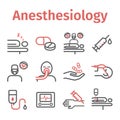 Anesthesia line icons. Anaesthetic Department. Health center. Vector sign for web graphics.