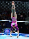 Aneta Holasova of Czech Republic competes in the uneven bars Royalty Free Stock Photo