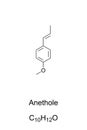 Anethole, anise camphor, chemical formula and skeletal structure