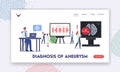 Aneurysm Diagnosis Landing Page Template. Tiny Doctor Characters at Huge Infographic Brain Disease Artery Wall Weakening Royalty Free Stock Photo