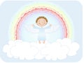 a baby angel with wings sits on a cloud Royalty Free Stock Photo