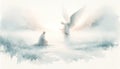 An Angel appears to Joseph. Life of Christ. Watercolor Biblical Illustration