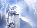 Angel archangel with beautiful  gate like a hope, protection, love and peace concept Royalty Free Stock Photo