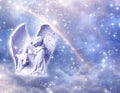 Angel Archangel Haniel with rainbow Royalty Free Stock Photo