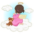 Angel baby girl on cloud