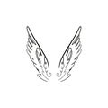 Angel, bird or pegasus pink color wings. Vintage element. Fantasy illustration. Temporary tattoo or sticker Royalty Free Stock Photo