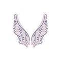 Angel, bird or pegasus pink color wings. Vintage pastel color element. Fantasy illustration. Temporary tattoo or sticker Royalty Free Stock Photo