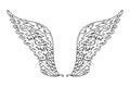 Angel or bird wings. Vintage design elements. Ornamental coloring element and tattoo template. Vector illustration Royalty Free Stock Photo