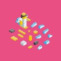 Angel of blocks. Isometric constructor.