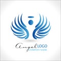 Angel with blue wings and halo sketch logo Royalty Free Stock Photo