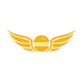 Angel burger logo with wings logo design. Flying burger logo concept.