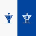 Angel, Business, Career, Freedom, Investor Line and Glyph Solid icon Blue banner Line and Glyph Solid icon Blue banner