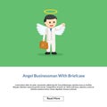 Angel businessman standing and holding a briefcase Royalty Free Stock Photo