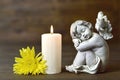 Angel, candle and flower Royalty Free Stock Photo