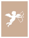 Angel card in minimalistic style in brown color in white background