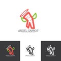 Angel carrot logo design for juice, fruits shop, farm, or any others