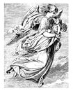 Angel Carrying a Small Child vintage illustration