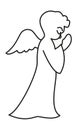 angel - cartoon simple outline schematic black and white vector illustration isolated on white Royalty Free Stock Photo