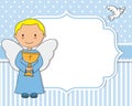 Angel with chalice. Frame with space for text