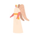 Angel Character Celestial Being With Divine Wings, Radiating Ethereal Grace And Beauty, Symbolizing Purity, Protection