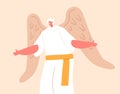 Angel Character. Celestial Being With Wings, Messenger From Heaven Or A Protector. Radiates Serenity