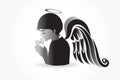 Angel child praying logo vector Royalty Free Stock Photo