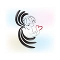 Angel child wings love heart icon logo Royalty Free Stock Photo